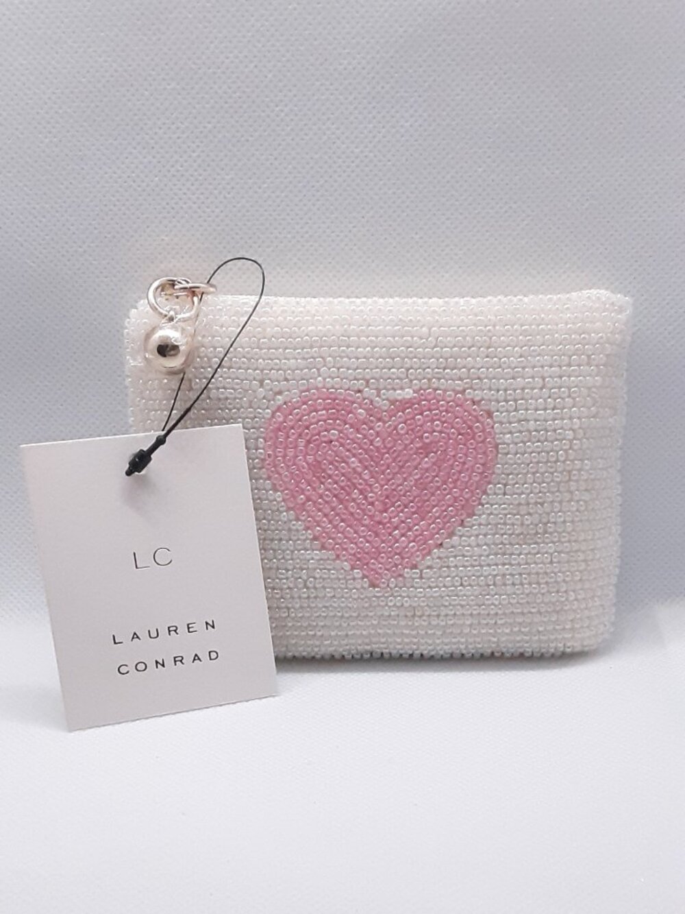 Pink Heart ... HOST PICK!! NEW beaded zippered purse for lipstick, keys, change - Picture 7 of 7